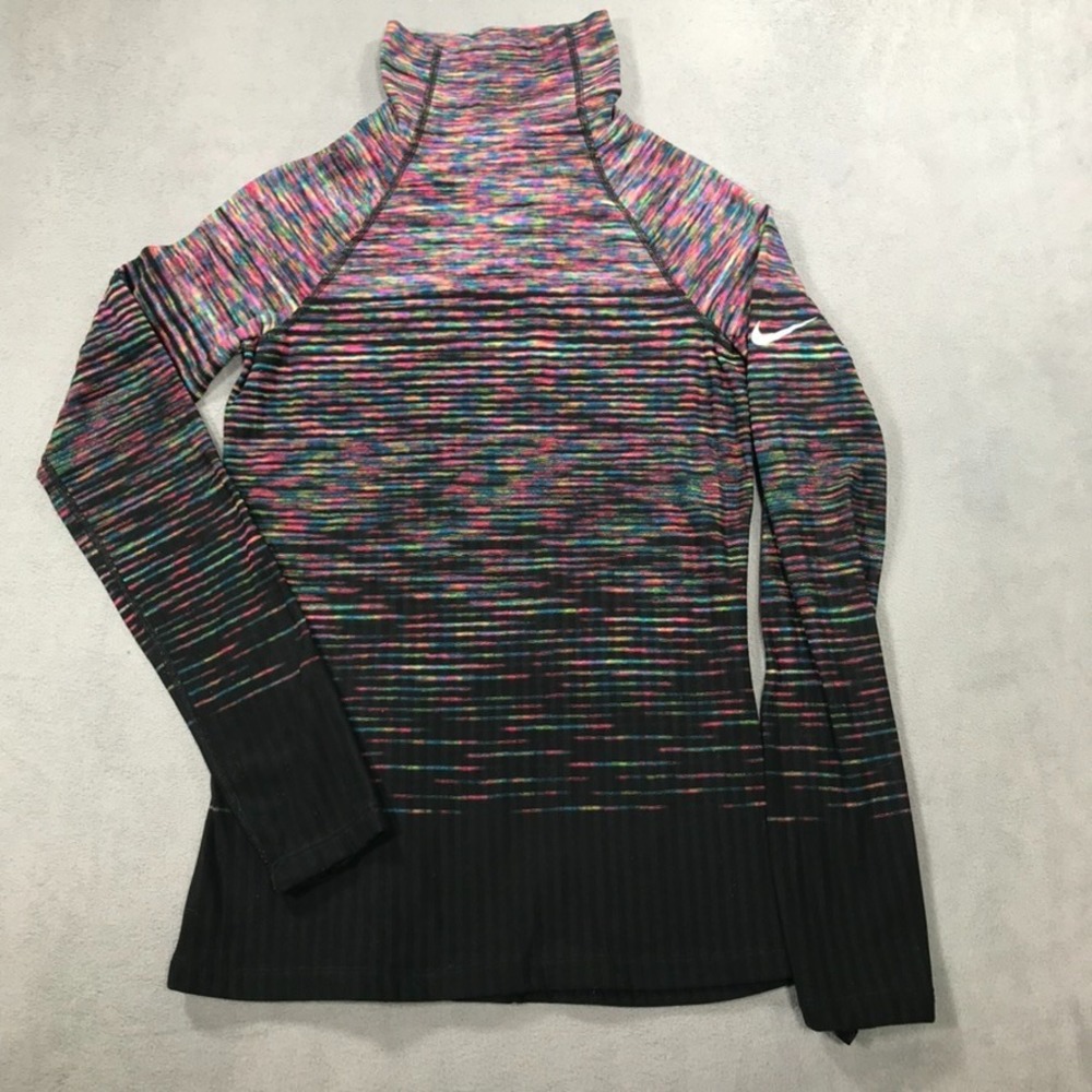 NIKE PRO Women's Hyperwarm Training Pullover Shirt Top Medium Colorful Stretch
